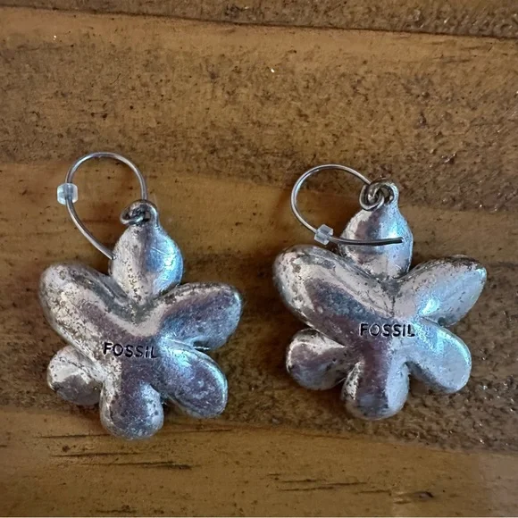 Fossil Silver Colored Floral Earrings - Picture 6 of 6